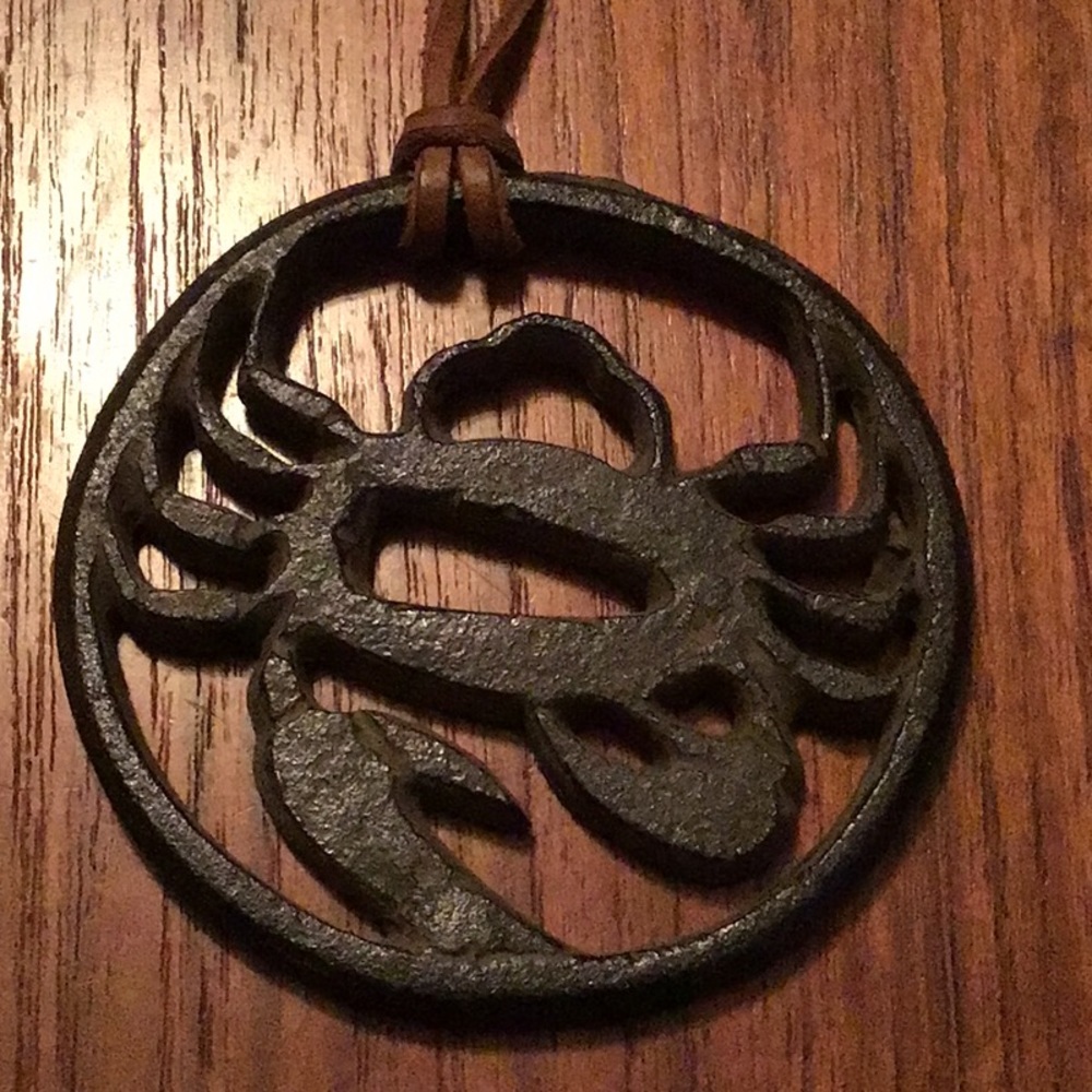 Cast Iron Crab Cancer sign necklace